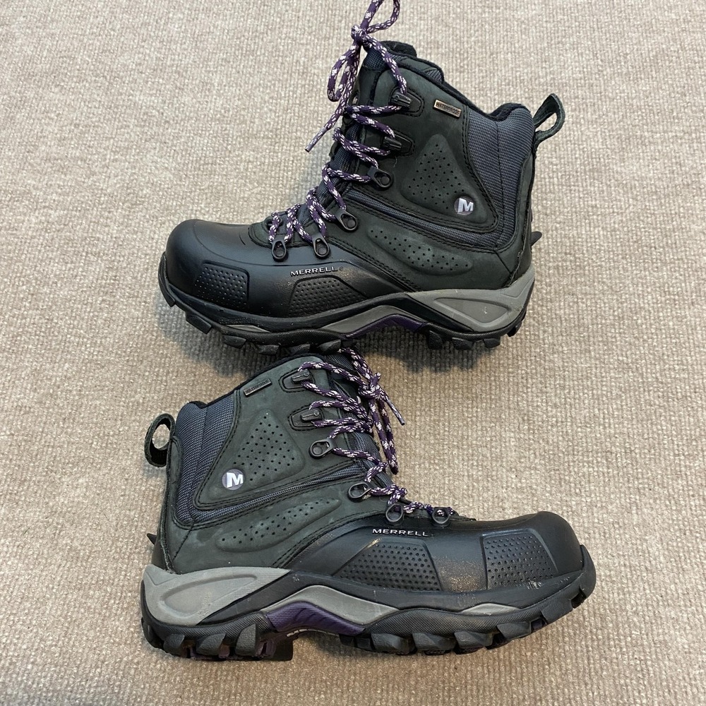 Merrell Whiteout 8 Snow Boots Womens Size 7 Black Waterproof Mid Calf‎ Lace Up - Picture 2 of 14